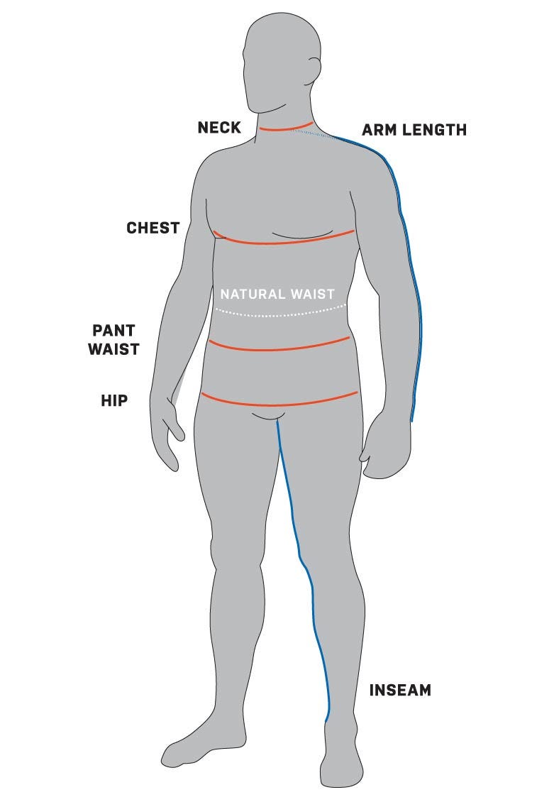sizing graphic for men's bottoms